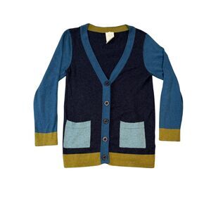 Braintree Colorblock Blue Green V Neck Knit Cardigan Size S Cotton Wool Blend
